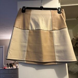 Two-Toned Faux Leather Patchwork Skirt - Hollister